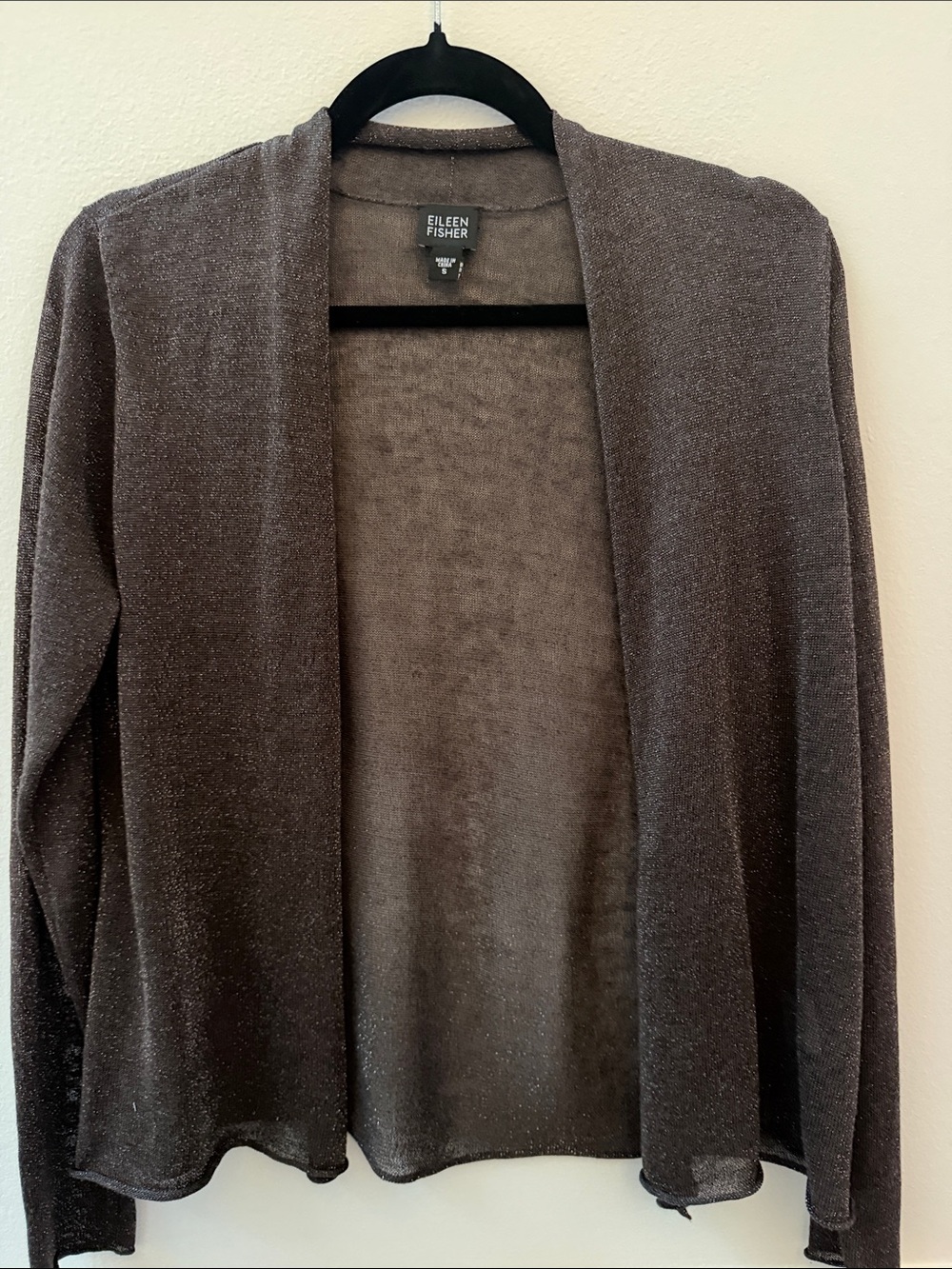 Eileen Fisher Linen Brown Metallic Cardigan